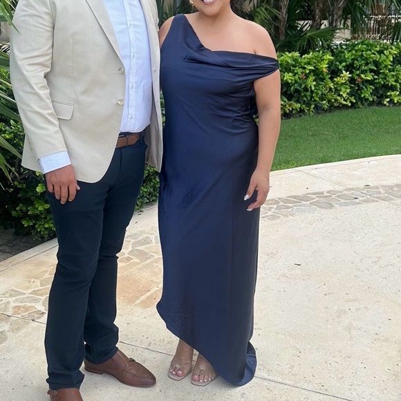 Meshki Yvette
Slip Maxi Dress With Asymmetrical Hem- Navy - Picture 2 of 4